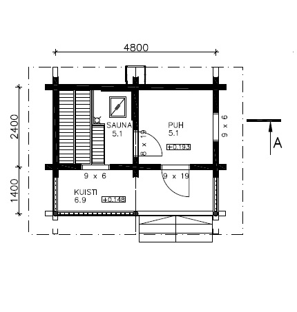 Malli Sauna - 18,24 M2 - Joensuun Aurinkoinen